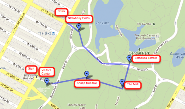 Central Park Walking Tour map Central Park Walking Tour map