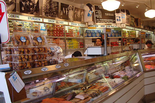 Jewish and kosher food NYC Russ & Daughters, a great Jewish food store in NY