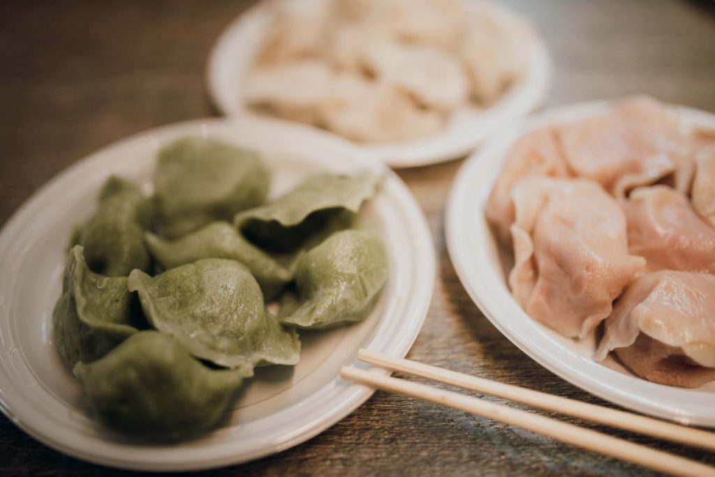 Plates of dim sum in NYC's Chinatown.