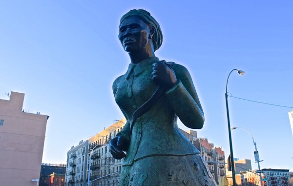 A statue of the heroine, Harriet Tubman - A memorial tribute to the famous "conductor" of the Underground Railroad of New York City , who helped slaves escape to liberty
