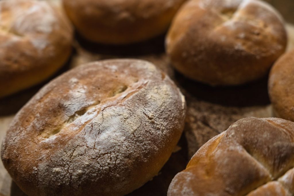 A close up of some loaves of rustic bread