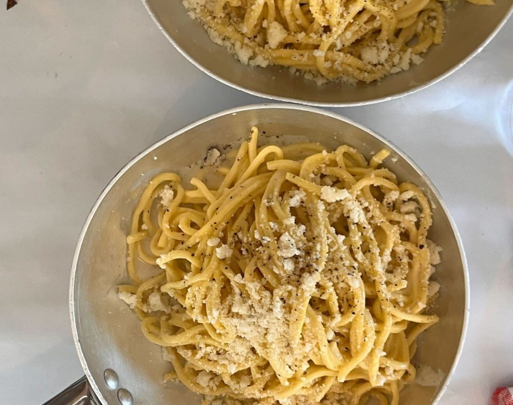 pasta with cheese and pepper- called cacio e pepe, served by Fiammetta, one of the best restaurants near Piazza Navona