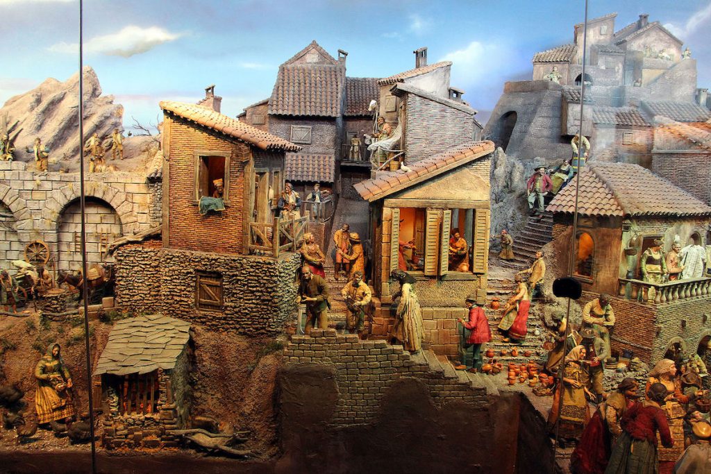 Italian nativity scenes known as presepi or presepe in Naples, Italy