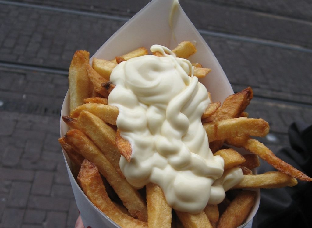 Amsterdam street food includes the delicious fries with mayo.