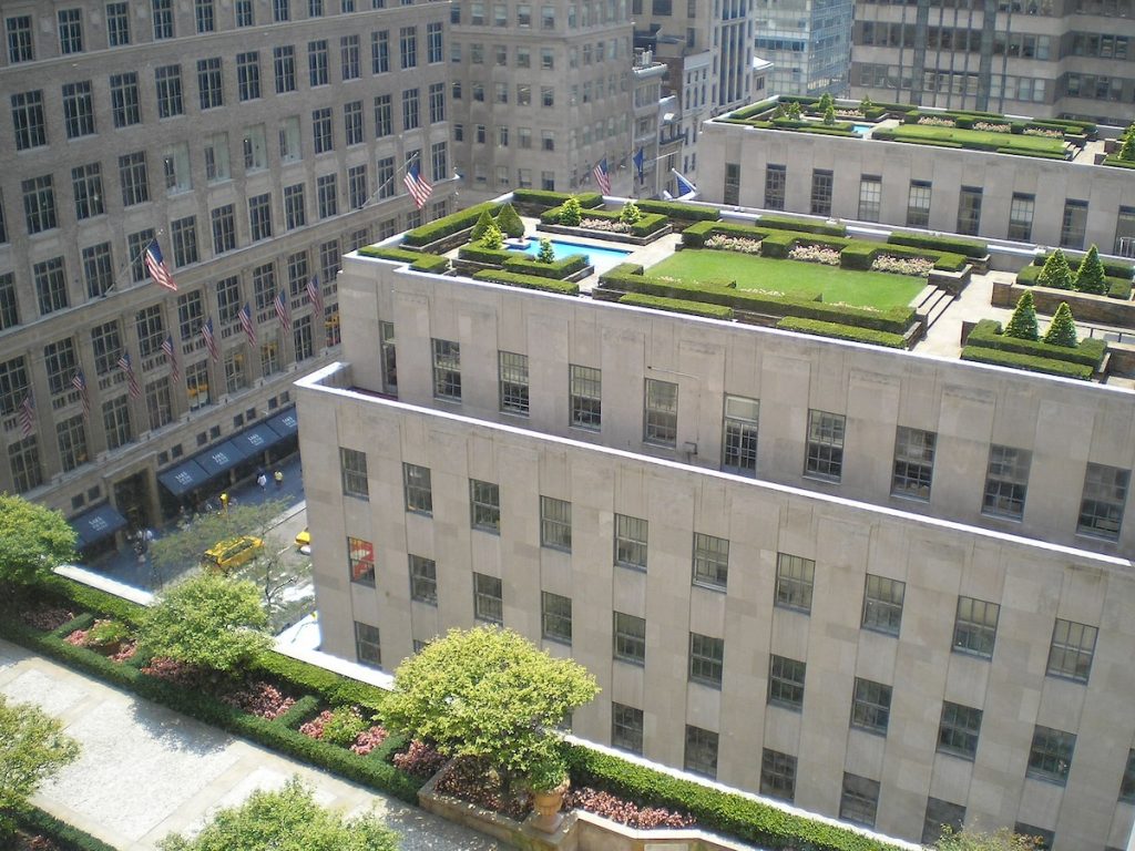 rooftop gardens at the Rockefeller Center in NYC.