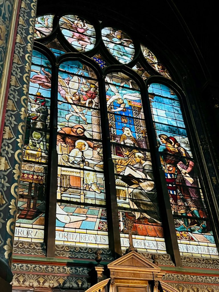 Glass stained windows at Saint-Eustache in Paris.
