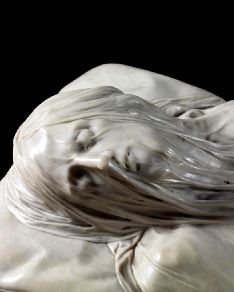 Close up of Veiled Christ in Naples must see museum.
