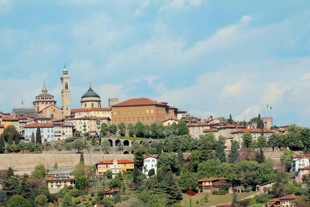 Ariel view of Bergamo on a spring day.