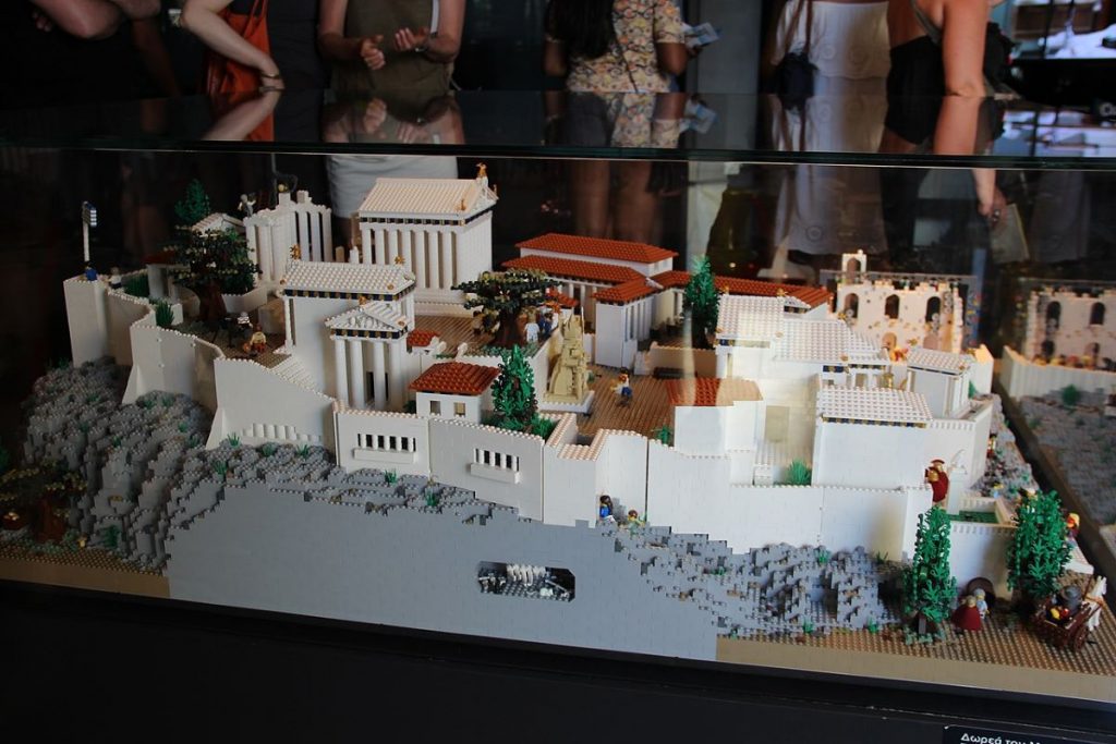A LEGO replica of the Acropolis at the Acropolis Museum.