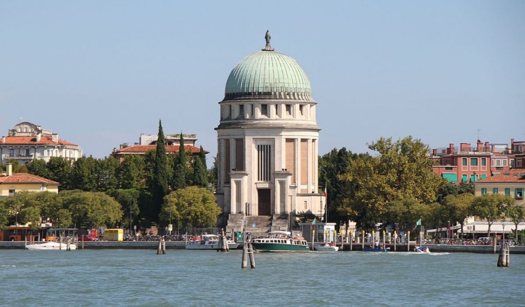 Sea view of Temple in Lido di Venezia, one of the Venetian Islands