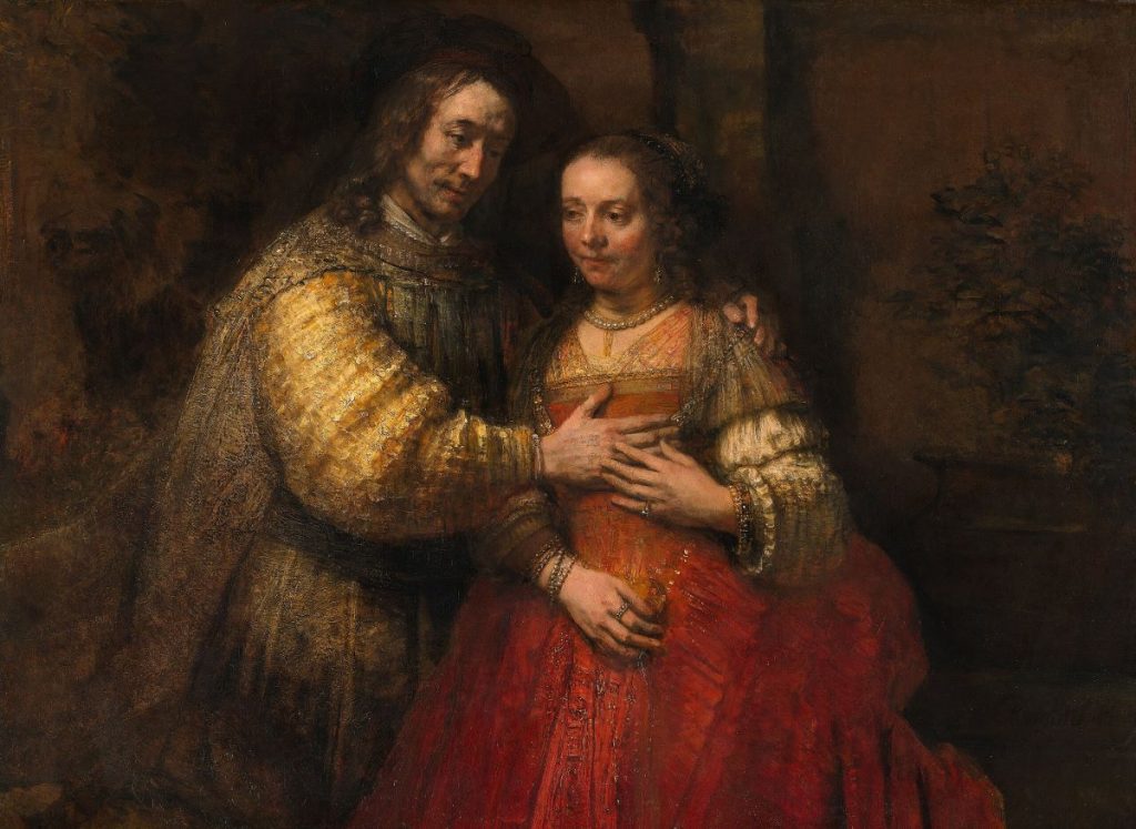 The Rembrandt van Rijn, Jewish Bride painting on a wall.
