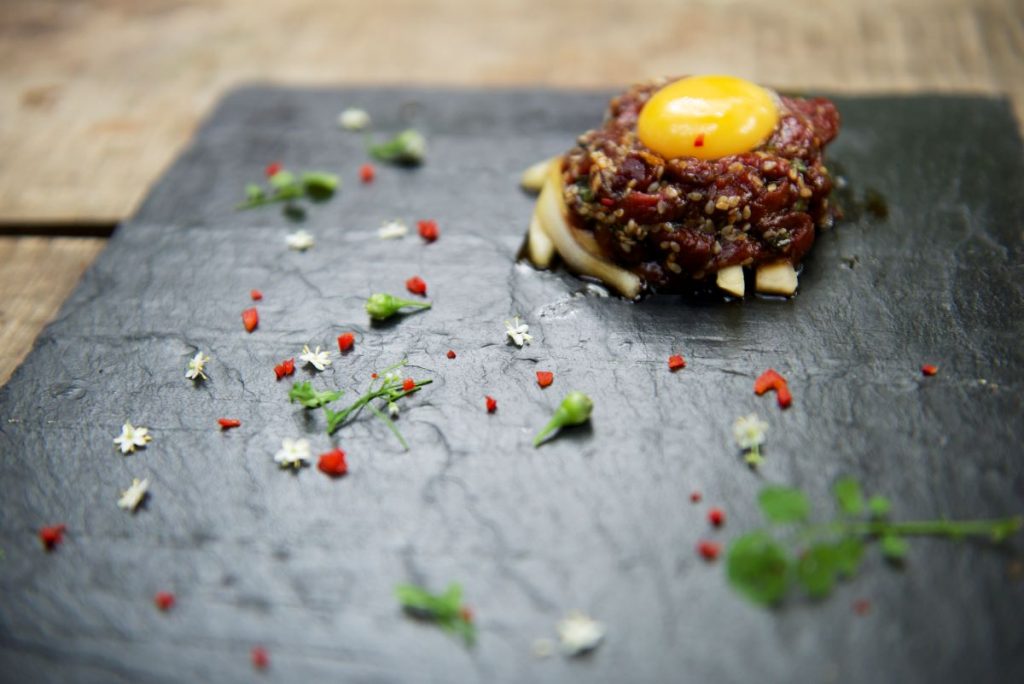 Venison tartare served in one of the best restaurants in Edinburgh.
